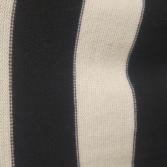 CHAPS Black and White Striped Women's V-Neck Sweater - Picture 6 of 6